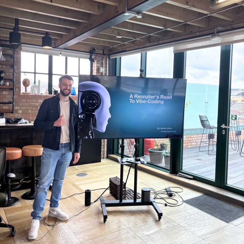 Jamie presenting 'A Recruiter's Road to Vibe-Coding'